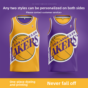 Maillot de <span class=keywords><strong>basket</strong></span>-ball américain <span class=keywords><strong>NB</strong></span> personnalisé pour hommes, femmes et étudiants, sans manches, col rond, nom de l'équipe des Lakers, gilet personnalisé à faire soi-même - Product Image 2