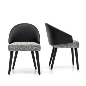 <span class=keywords><strong>Chaise</strong></span> de salle à manger simple en cuir noir véritable avec coussin en tissu ensemble de salle à manger moderne - Product Image 1