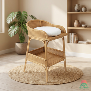 Cuna de ratán Nhat Minh con cambiador para bebés de 0 a 3 años, estilo rústico, cama para niños - Product Image 4