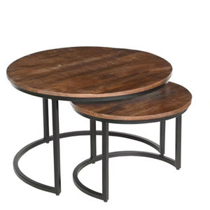 Juego de mesas de centro de diseño moderno de alta calidad, juego de 3 mesas de centro redondas de hierro/madera, muebles para sala de estar, colección a precio de mayoreo. - Product Image 1