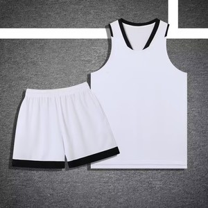 Ensemble de maillot de basket-ball, débardeur sans manches, short, 100% polyester, évacuation de l'humidité, uniforme unisexe pour adultes, logo personnalisé - Product Image 4