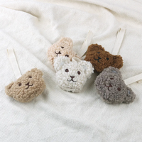 Nouveau cadeau de naissance pour bébé, doudou en sherpa marron beige, ours en peluche, attache-sucette