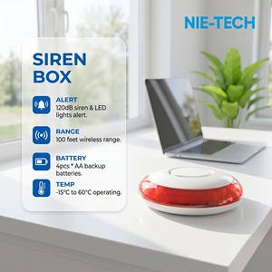 Alarma Inteligente Inalámbrica Portátil Estándar de EE. UU., Sirena de 120dB con Luz LED Intermitente, Certificación ETL y FCC, Compatible con HomeKit, Alexa, Google y <span class=keywords><strong>SmartThings</strong></span> - Product Image 1