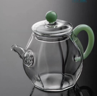 Teko Teh Kung Fu Kaca Borosilikat Tinggi Berbentuk Melon, Tebal, Tahan Panas 200ml, Buatan Tangan, Tiupan Mulut, Ramah Lingkungan