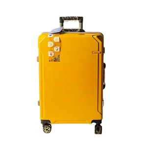 Bagaglio con struttura in alluminio alla moda da viaggio all'aria aperta valigia con Logo stampato personalizzato bagaglio leggero con ruote Spinner