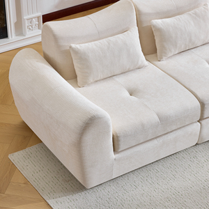 Ensemble de canapés modulaires carrés en chenille, canapé-lit convertible, canapé sectionnel rembourré pour appartements et salons d'hôtels - Product Image 6