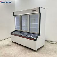 Réfrigérateur-congélateur combiné BYRON 3 avec porte vitrée, refroidissement mécanique par ventilateur, 380L-1200L, froid supérieur, congélation inférieure, éclairage LED pour plus de commodité