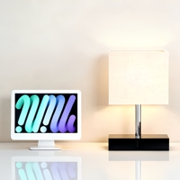 Lampe de table à LED tactile, abat-jour en tissu rectangulaire, style nordique minimaliste moderne, pour hôtel et maison, lumière du jour 3000K, intensité variable, en promotion