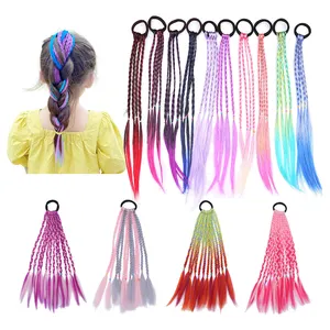 Wholesale Colorful Twist Bohemian Hair Extensions Fake Synthetic Ombre Yaki Jumbo Hair Braid Ponytail For Women