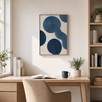 Peinture abstraite en spirale bleue 3D texturée sur toile encadrée, grande décoration murale moderne nordique pour la maison
