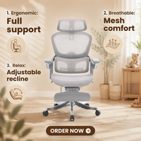 Chaise de bureau pivotante ergonomique robuste 330 lb avec dossier haut, support lombaire en maille, accoudoirs et appuie-tête réglables – Vente en gros