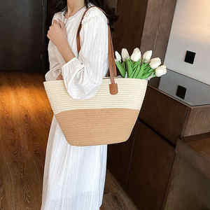 Bolsos de hombro de mujer playa moda verano bolsos de cuerda de algodón combinables personalizados al por mayor baratos - Product Image 1