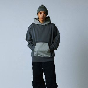 Custom Pullover <b>Hoodie</b> Two Tone <b>Hoodie</b> for <b>Men</b> Cut and Sew <b>Hoodie</b> With Zipper Pocket - Product Image 5