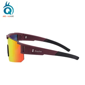 نظارات رياضية أنيقة عالية الجودة بشعار مخصص من الجهة المصنعة في الصين بعدسات حمراء بالكامل لركوب الدراجات