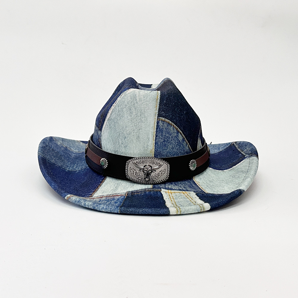 Wide Brim Denim Cowboy Wide Brim Fedora Hats Women and Men  display picture 1