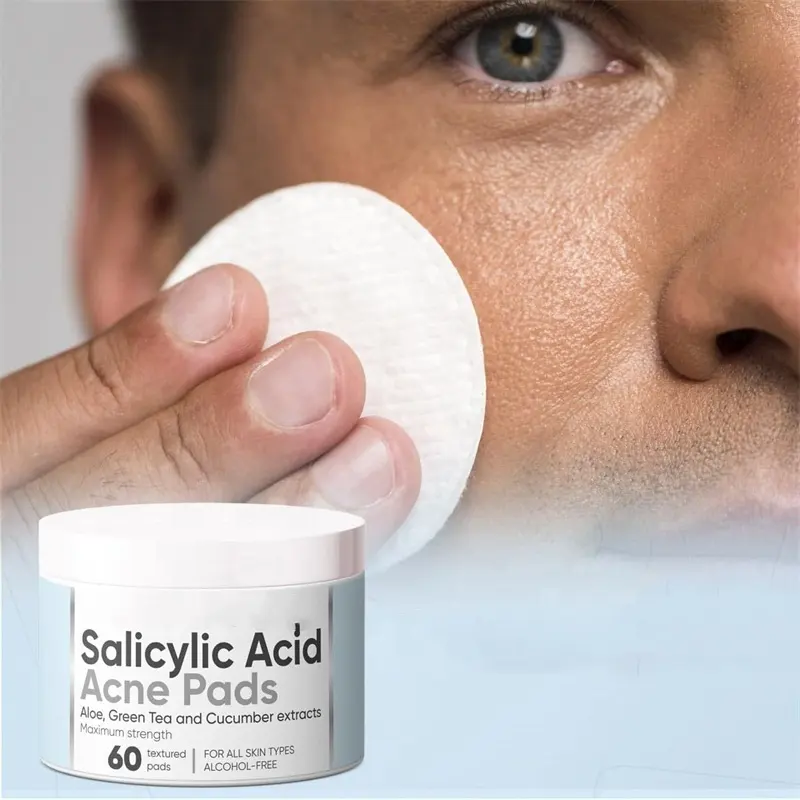 Cuscinetti per il trattamento delle macchie dell'acne con acido salicilico a base di erbe patch esfolianti per la buccia del viso pori punti neri breakout salviette detergenti profonde