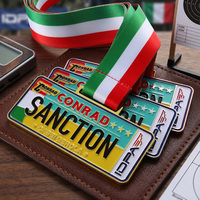 Médailles sportives personnalisées en émail, en forme de plaque d'immatriculation rectangulaire, en alliage de zinc, médaille en métal pour le tir, souvenir de club, cadeau