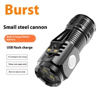 Senter Mini Isi Ulang 3 LED Model Plastik USB Portabel Multifungsi Senter Luar Ruangan