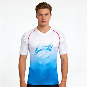 Maillot de VTT respirant à séchage rapide, manches courtes, léger, coupe élastique, imprimé dégradé, pour la course en compétition en extérieur - Product Image 1