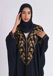 Elegante Abaya Abierta con Bordado Floral, Kaftán Islámico Modesto con Detalles de Ribete, Abaya de Lujo de Dubái para Mujer - Product Image 3
