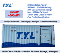 Système de stockage d'énergie conteneurisé 250 kW 500 kWh, batterie LiFePO4 BESS pour stockage solaire commercial et industriel, conteneur ESS de 20 pieds
