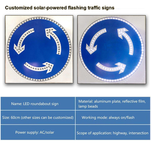 Tùy Chỉnh Thành Phố An Toàn Đường Phố Nhôm Bảng Điều Chỉnh Dấu Hiệu Cho Bán 800Mm 16V 5W Năng Lượng Mặt Trời Màu Xanh Thông Tư Tuyến Đường <span class=keywords><strong>LED</strong></span> Nhấp Nháy Dấu Hiệu Giao Thông - Product Image 5