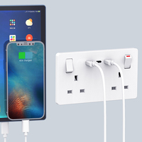 Bon interrupteur Uk prise murale 2 Usb a Type c prise 3pin BS prise 250v13a prise électrique 2 Gang prises ca pour Uk singapour malaisie