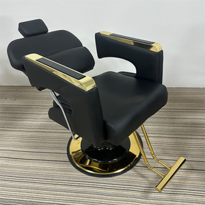 Nouveau fauteuil de coiffure avec base dorée réglable, fonction inclinable, revêtement en cuir synthétique PU pour instituts de beauté et salons de coiffure - Product Image 2