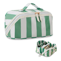 Trousse de Maquillage Transparente en Gros, Sacs de Toilette de Voyage Rayés pour Femme, Pochette Cosmétique en PVC Personnalisable