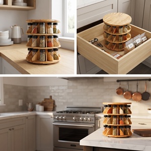 Customized Bamboo Tiered <strong>Spice</strong> Rack Organizer Shelf Organizer for Cabinet Drawer <strong>Tray</strong> &amp; Countertop, Kitchen Step Shelf Holds - Product Image 6