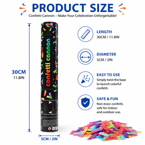 Canon à Confettis Carré Coloré de 30 CM à Tirer à la Main pour Fêtes et Célébrations – Tube Lanceur de Confettis pour Décorations de Fêtes et Festivals - Product Image 5