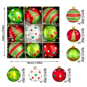 Décorations de Noël européennes et américaines sur le thème du Grinch, boule de Noël peinte, boîte cadeau, monstre vert elfe, ornements suspendus pour sapin de Noël - Product Image 3