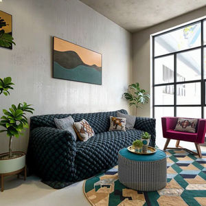 Sofá Seccional Moderno de Lujo de Tres Plazas, Relleno de Esponja Duradero, Nuevo Estilo, para Sala de Estar, Hotel, Apartamento, en Tela - Product Image 2