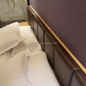 Customized Low Priced Hotel Project Furniture Bedroom Sets Wooden Bed Frame With Nightstands Headboard Vanity <b>Unit</b> & <b>TV</b> Console - Product Image 5