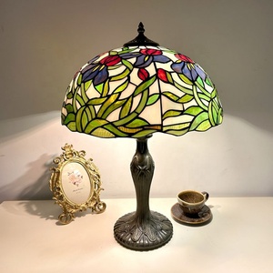 Longhuijing 16 Inch for Dome Stained Glass <b>Rose</b> Pattern E27 AC Powered LED 2700K Mediterranean Flexible Simple Eco-Friendly - Product Image 3