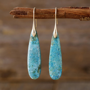 Boucles d'oreilles pendantes en pierre naturelle, forme goutte d'eau, en alliage de zinc, bijoux de fête pour femme, Or Alpes, Argent Alpes, Or Suisse, Argent Suisse - Product Image 1