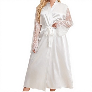 Vestido de Pijama Femenino Europeo Americano Sexy sin Mangas de Poliéster con Encaje, Cintura Elástica, Largo Completo, Tejido, para Primavera, Verano y Otoño - Product Image 2