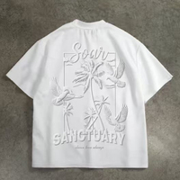 T-shirt personnalisé blanc 100% coton tricoté avec logo personnalisé pour homme, coupe ajustée, style streetwear, manches courtes, uni