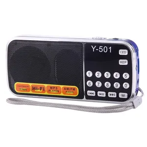 Y-501 lettore di batterie ricaricabili portatili hi-fi FM AM LED Light MP3 Bass Player Radio Speaker