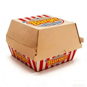 Boîte d'emballage pour hamburger en papier ondulé, personnalisable avec logo, matériaux de qualité alimentaire - Product Image 2