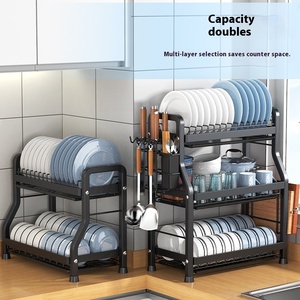 Đa chức năng hai tầng hộ gia đình món ăn giá lưu trữ Hộp nhà bếp cống giá cho bát đũa tương thích đồ ăn - Product Image 1