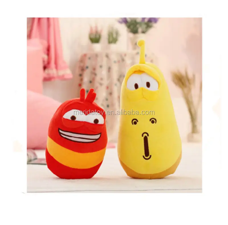 Boneka Mainan Mewah Lembut Cacing Kreatif Boneka Kreatif Karakter Boneka Merah Kuning Populer Kartun Korea Lucu Kustom