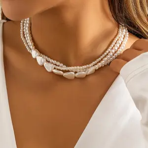 Crafted Elegant Layered Beads Collar Jewelry Chunky Chain Statement Necklace For Women Party Wedding Girls Joyful Gift