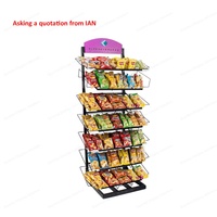 Support de présentation pliable personnalisé pour chips, présentoir à snacks en métal pour les magasins