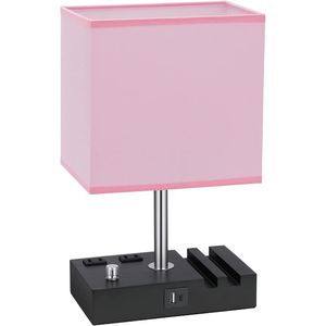 Lámpara de Mesa LED Moderna con USB Tipo C, Interruptor de Botón, <span class=keywords><strong>2</strong></span> Tomas de Corriente, Protección Ocular, Cuerpo de Hierro para Cabecera de Dormitorio o Escritorio - Product Image 2