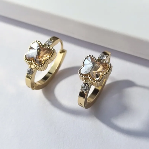 Round Butterfly Heart <b>Hoop</b> <b>Earrings</b> Made Of 16K Gold Plated 304 Stainless Steel With Zircon Accents Perfect For Women <b>Fashion</b> - Product Image 4
