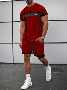 Nouveau <span class=keywords><strong>Ensemble</strong></span> Été Homme 2025 <span class=keywords><strong>Marque</strong></span> Tendance Manches Courtes Short Décontracté Style Urbain Ample Polyvalent - Product Image 3