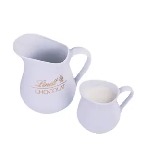 Jarra de leche de agua de porcelana con logotipo personalizado, jarra de café árabe de cerámica, jarra de leche Latte de cerámica personalizada para el hogar - Product Image 3