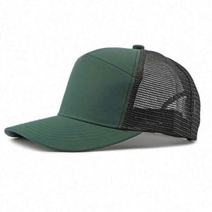 Wholesale in Stock Fast Delivery Lower MOQ Plain Mesh Snapback Baseball <b>Hats</b> Custom Trucker Cap With Leather Patch - Product Image 3