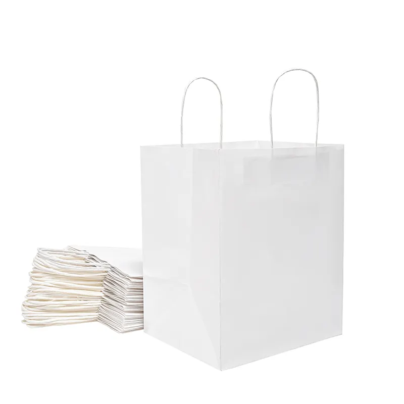 Impresión de embalaje con asas Bolsas de papel de compras Kraft personalizadas